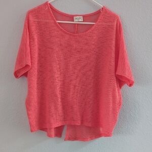 h.i.p. Women's Bright Coral Short Sleeve Top